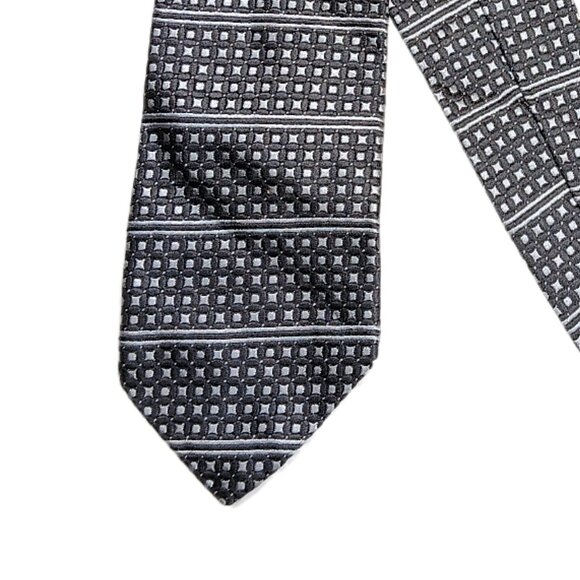 Frangi Silk Tie Men’s 59.5” Gray Geometric Stripe Jacquard Designer Classic New - Picture 1 of 4
